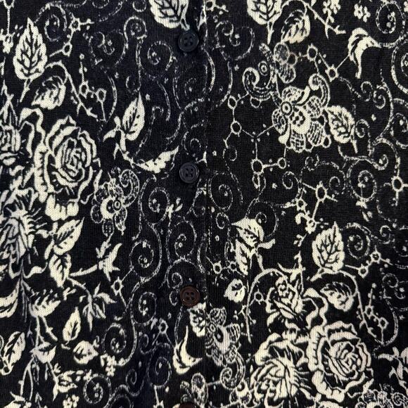 Garnet Hill Merino Wool Floral Knit Cardigan Lightweight Classic Size Medium - Picture 4 of 8